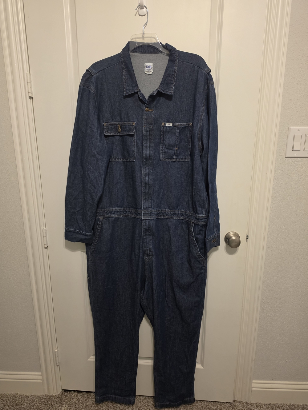 Lee Men's Navy Blue Denim Relaxed Jumpsuit
